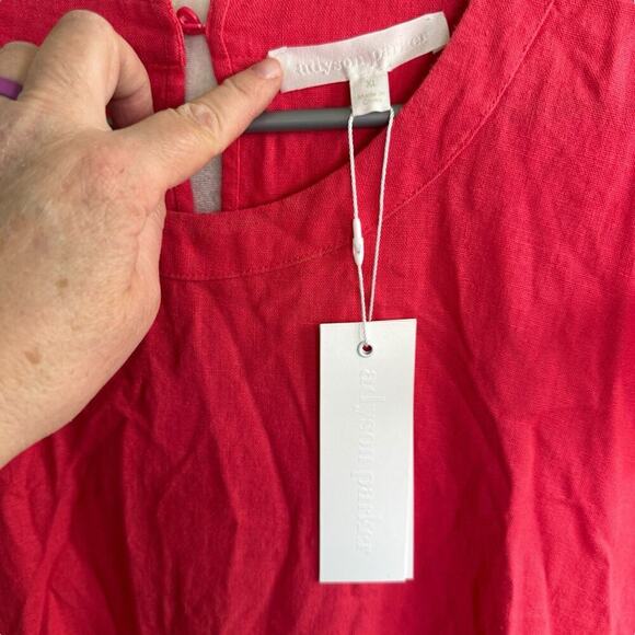 Adyson Parker Linen Blend Tiered Ruffle Sleeve Shift Babydoll Dress XL Boho - Picture 3 of 9